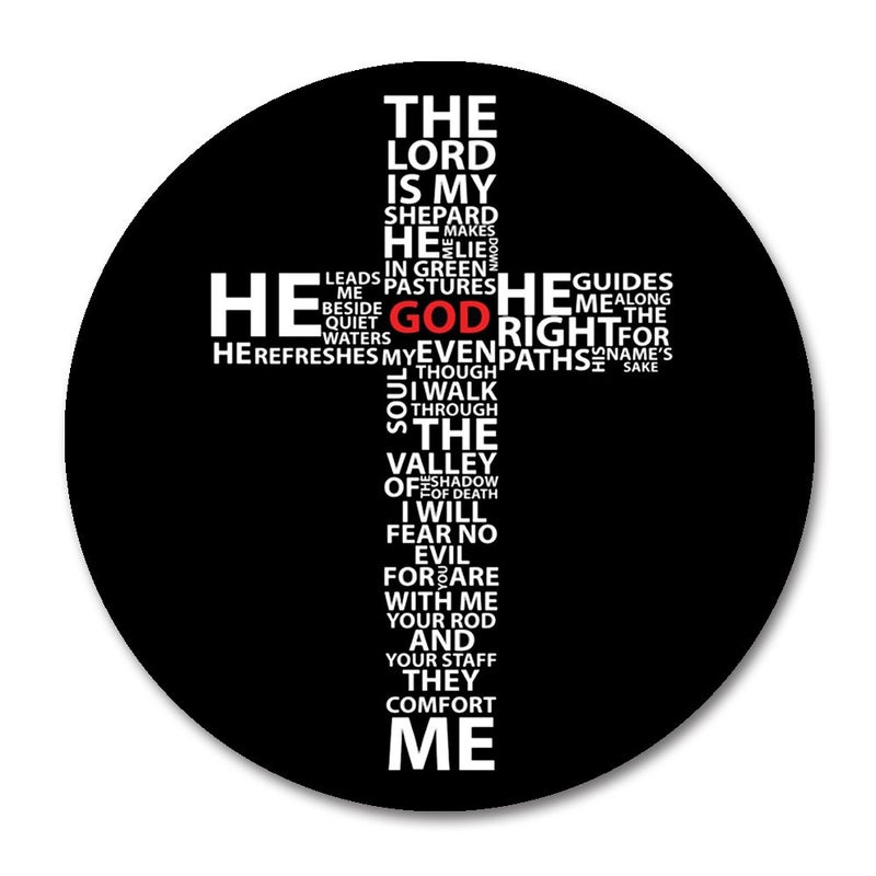 Smooffly Beautiful Design God Jesus Christ Christian Cross Round Mouse Pad - Image 1